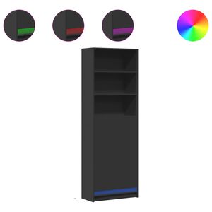 vidaXL Visoka komoda LED crna 69x32,5x200 cm konstruirano drvo