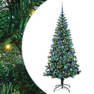 vidaXL Umjetno predsvijetljeno božićno drvce Zelena 180 cm PVC