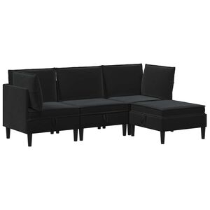 vidaXL Set namje&scaron;taja za dnevni boravak 4 kom. Crna Bar&scaron;un