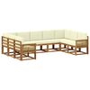 vidaXL Set vanjskih sofa 9 pcs Prirodna i krem Čvrsto drvo akacije