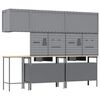 vidaXL Set radnih ormarića s ladicama s policom 10 pcs Crna i Siva