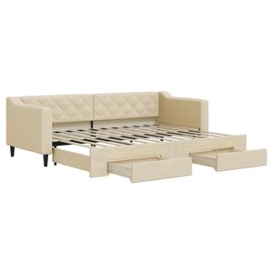 vidaXL Dnevni krevet na razvlačenje s ladicama krem 80x200 cm tkanina