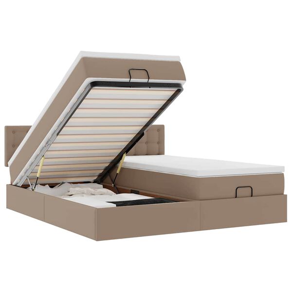 vidaXL Okvir kreveta s madracima cappuccina 200x200 cm umjetna koža