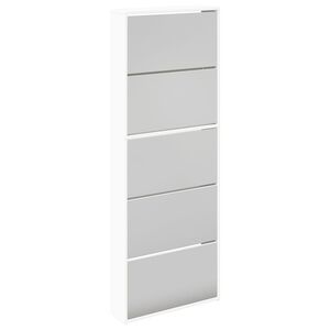 vidaXL Ormarić za cipele s 5 razina i ogledalom 63x17x169,5 cm bijeli