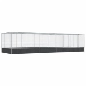 vidaXL Kavez za ptice s produžetkom srebrni 932x307x212 cm čelični