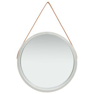 vidaXL Zidno ogledalo s trakom 60 cm srebrno