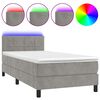 vidaXL Krevet box spring s madracem LED svjetlosivi 90x190 cm bar&scaron;un