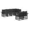 vidaXL Set vanjskih sofa s jastukom 7 pcs Crna i tamno siva Poliester
