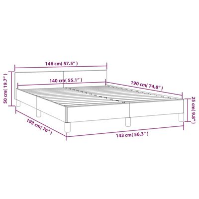 vidaXL Okvir za krevet s uzglavljem svjetlosivi 140x190 cm od tkanine