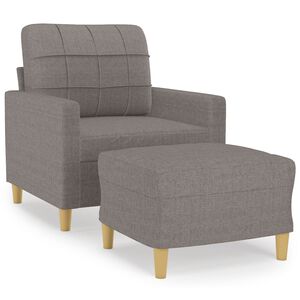 vidaXL Fotelja s tabureom smeđesiva 60 cm od tkanine