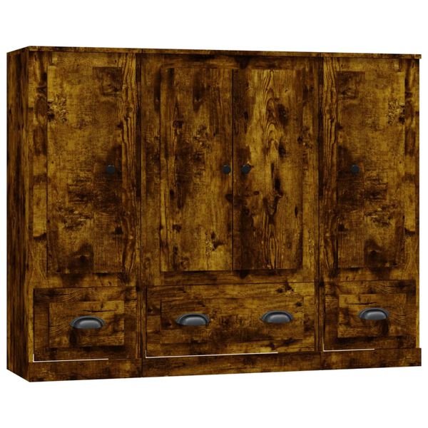 vidaXL Visoke komode 3 kom boja dimljenog hrasta od konstruiranog drva