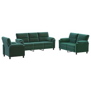 vidaXL Set sofe 3 pcs Tamnozelena Bar&scaron;un