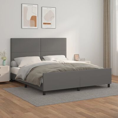 vidaXL Okvir za krevet s uzglavljem sivi 160x200 cm od umjetne kože