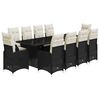 vidaXL 11-dijelni vrtni bistro set od poliratana s jastucima crni