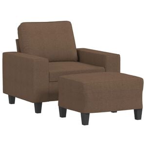vidaXL Fotelja s tabureom smeđa 60 cm od tkanine
