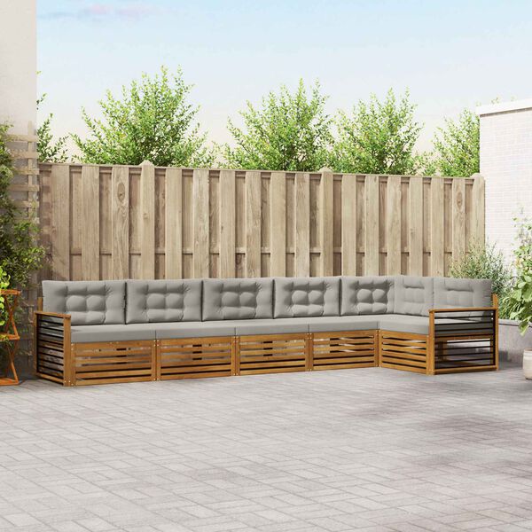 vidaXL Set vanjskih sofa s jastukom 6 pcs Prirodna i svijetlo siva