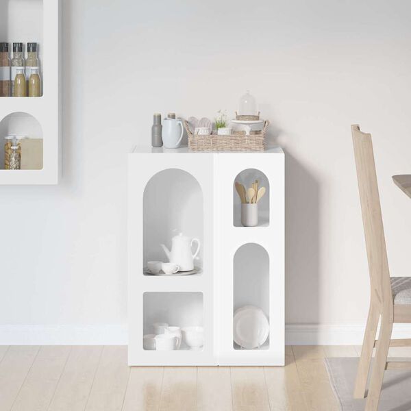 vidaXL Kreveta Visoki sjaj bijela 59 x 35 x 80.5 cm Konstruirano drvo