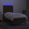 vidaXL Krevet box spring s madracem LED tamnosmeđi 90x200 cm tkanina