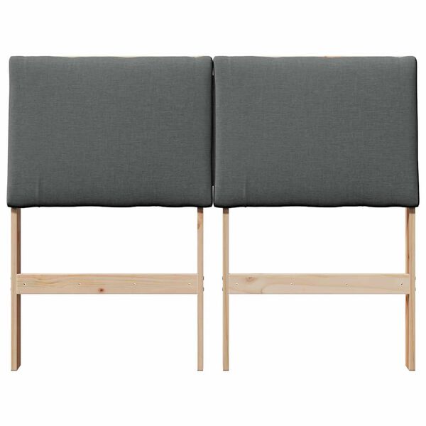 vidaXL Tapecirani uzglavlje Tamno siva 135 cm Čvrsto borovo drvo