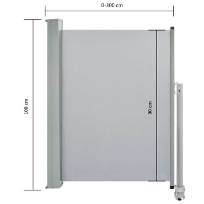 vidaXL Uvlačiva bočna tenda za terasu 100 x 300 cm siva