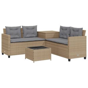 vidaXL Vrtna sofa L-oblika sa stolom i jastucima bež od poliratana