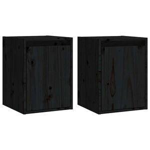 vidaXL Zidni ormarići 2 kom crni 30 x 30 x 40 cm od masivne borovine
