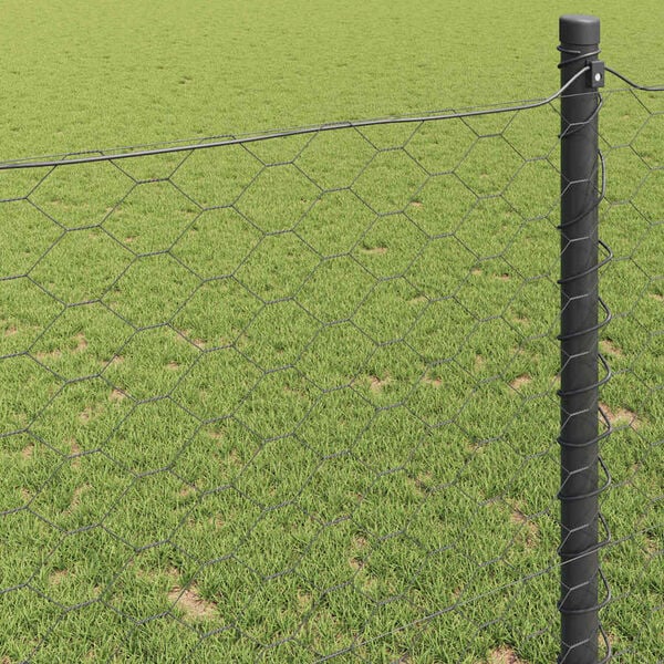 vidaXL Heksagonalna ograda Siva 1,5 x 100 m PVC