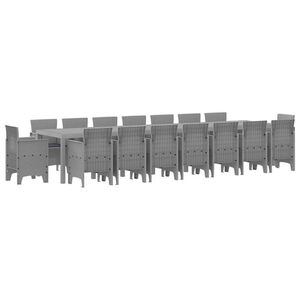 vidaXL Vrtni trpezarijski set s jastucima 17 pcs Svijetlo siva PP