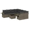 vidaXL 9-dijelni set vrtnih sofa od poliratana s jastucima sivi