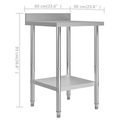 vidaXL Kuhinjski radni stol 60 x 60 x 93 cm od nehrđajućeg čelika