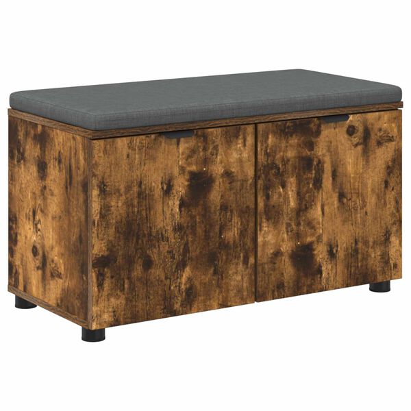 vidaXL Klupa za hodnik s jastukom Dimljeni hrast 80 x 46 x 46 cm