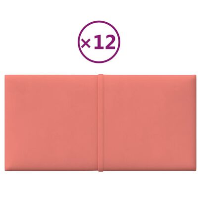 vidaXL Zidne ploče baršunaste 12 kom ružičaste 30 x 15 cm 0,54 m²