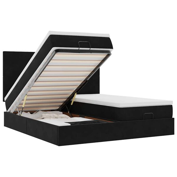 vidaXL Otomanski okvir kreveta s madracima crni 180x200cm baršunasti