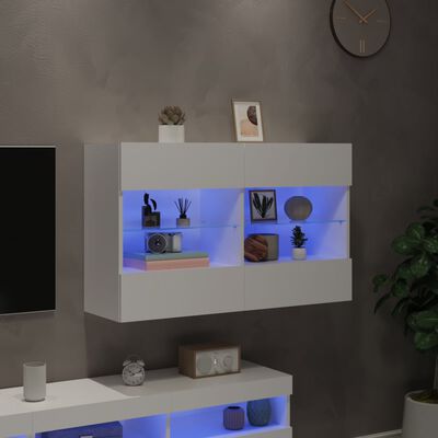 vidaXL Zidni TV ormarić s LED svjetlima bijeli 98,5x30x60,5 cm