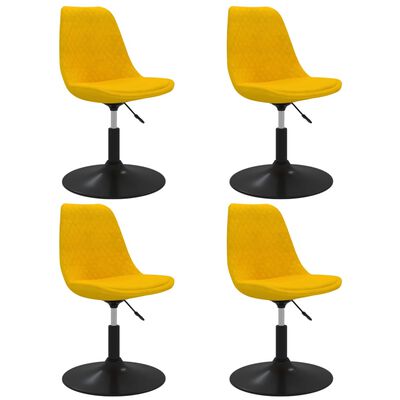 vidaXL Okretne blagovaonske stolice 4 kom žute baršunaste
