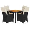 vidaXL 5-dijelni vrtni blagovaonski set s jastucima od poliratana crni