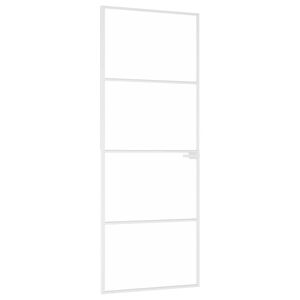 vidaXL Sobna vrata bijela 76x201,5 cm kaljeno staklo i aluminij tanka