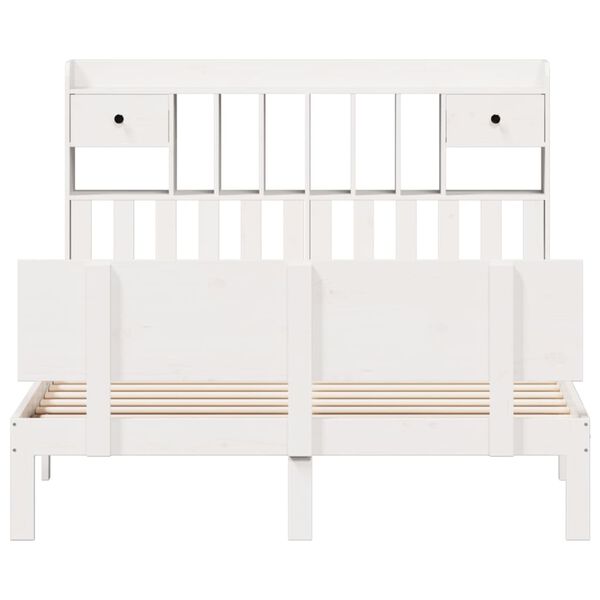 vidaXL Krevet s regalom z knjige bez madraca bijeli 140x200cm borovina