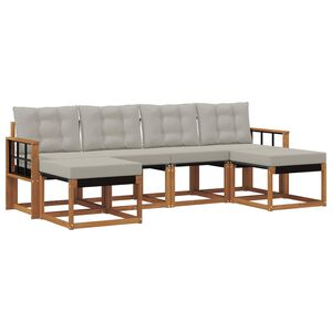 vidaXL Set vanjskih sofa s jastukom 6 pcs Prirodna i svijetlo siva