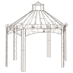 vidaXL Vrtni paviljon antikni smeđi 400 x 258 x 378 cm željezni