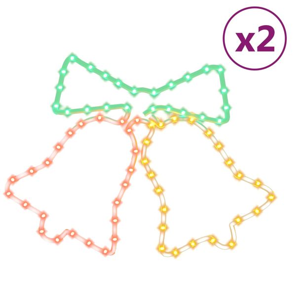 vidaXL Figure božićnih zvona sa 72 LED žarulje 2 kom 50 x 56 cm