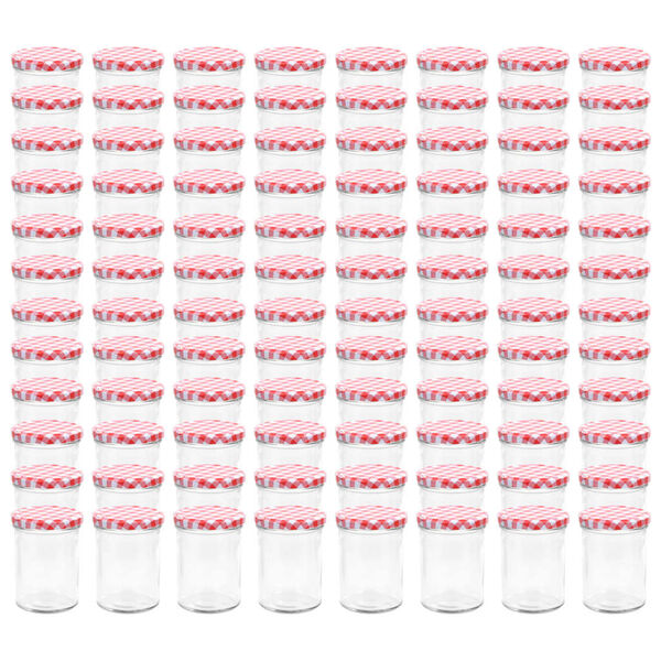 vidaXL Staklenke za džem s bijelo-crvenim poklopcima 96 kom 400 ml
