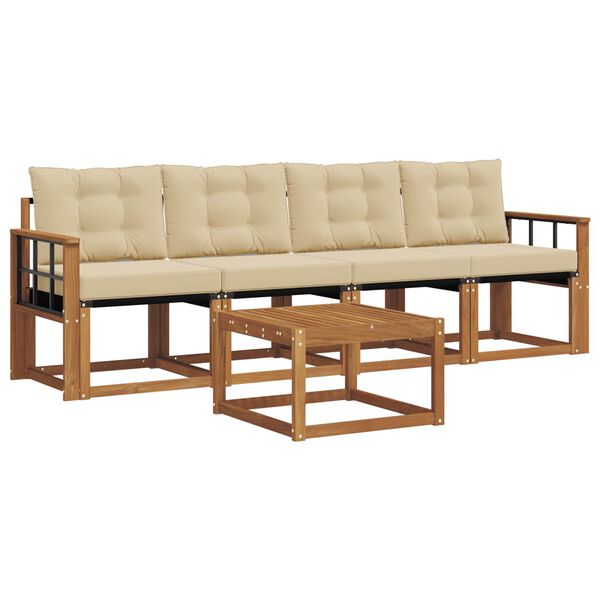 vidaXL Set vanjskih sofa s jastukom 5 pcs Prirodna i bež