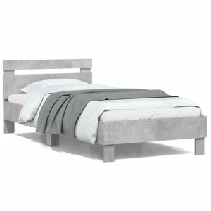 vidaXL Okvir kreveta s uzglavljem siva boja betona 100x200 cm drveni