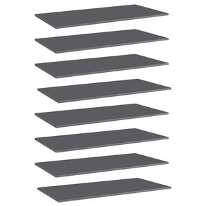 vidaXL Police za knjige 8 kom visoki sjaj sive 80x30x1,5 cm od iverice