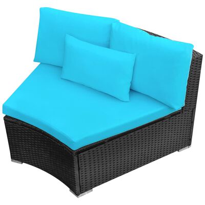 vidaXL 13-dijelna vrtna garnitura od poliratana s jastucima plava