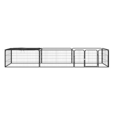 vidaXL Ograda za pse s 8 panela crna 100 x 50 cm čelik obložen prahom