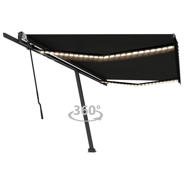 vidaXL Tenda na ručno uvlačenje s LED svjetlima 500x350 cm antracit