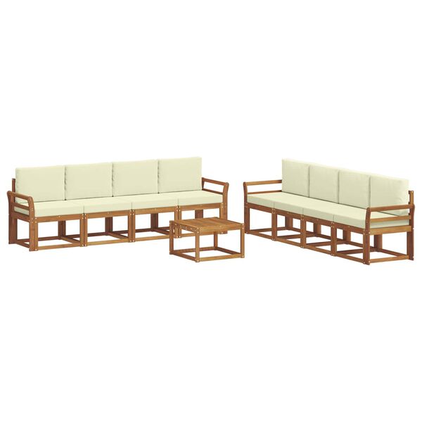 vidaXL Set vanjskih sofa 9 pcs Prirodna i krem Čvrsto drvo akacije