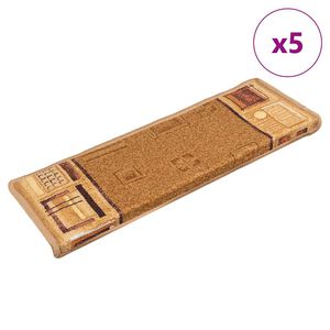 vidaXL Otirači za stepenice samoljepljivi 5 kom 65x21x4 cm bež